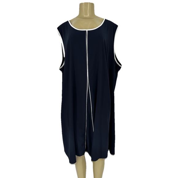 J. Jill Fit Plus Size 4X Women Lightweight Pullover Shift Dress Navy Blue AC5 - Picture 1 of 10